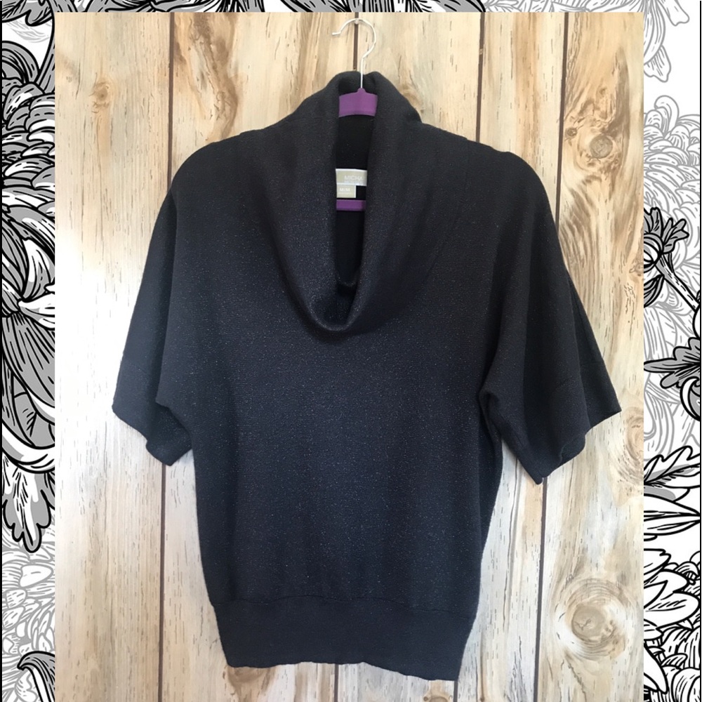 Michael Kors Blk Cowl Neck With Metallic Shimmer M